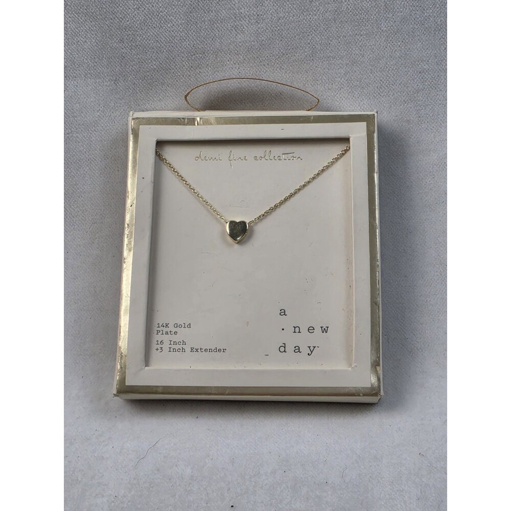 Heart Slider Pendant Necklace 14K Gold Plate